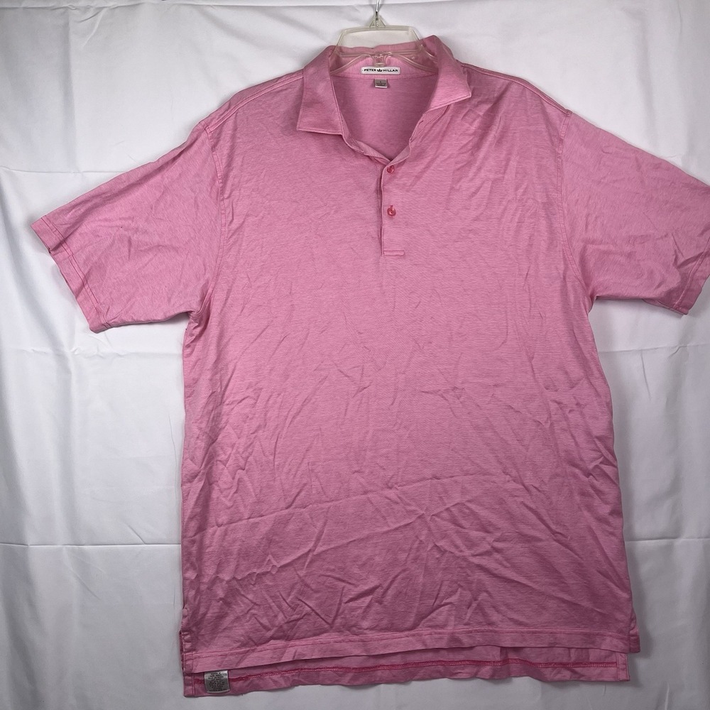 Peter Millar Polo Shirt Mens‎ L Pink Short Sleeve Classic Golf Casual